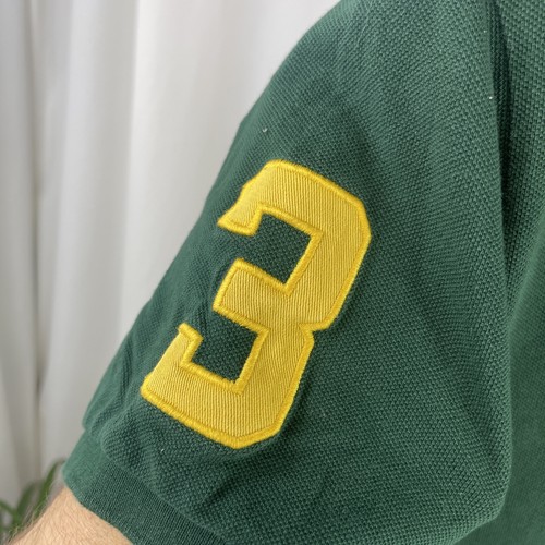 Vintage Ralph Lauren Polo T Shirt Men’s UK Medium Green Yellow Big Logo Pit 50cm - Picture 2 of 11