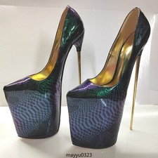 30cm Super High Stiletto Heel Platform Womens Clubwear Pointy Toe Pumps Shoes Sz