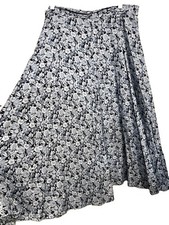 Vintage Blue Floral Cottage Core Maxi Skirt Size 16 Rayon Prairie Boho