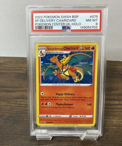 2022 POKEMON SWSH BLACK STAR PROMO #075 SPECIAL DELIVERY CHARIZARD-HOLO PSA 8