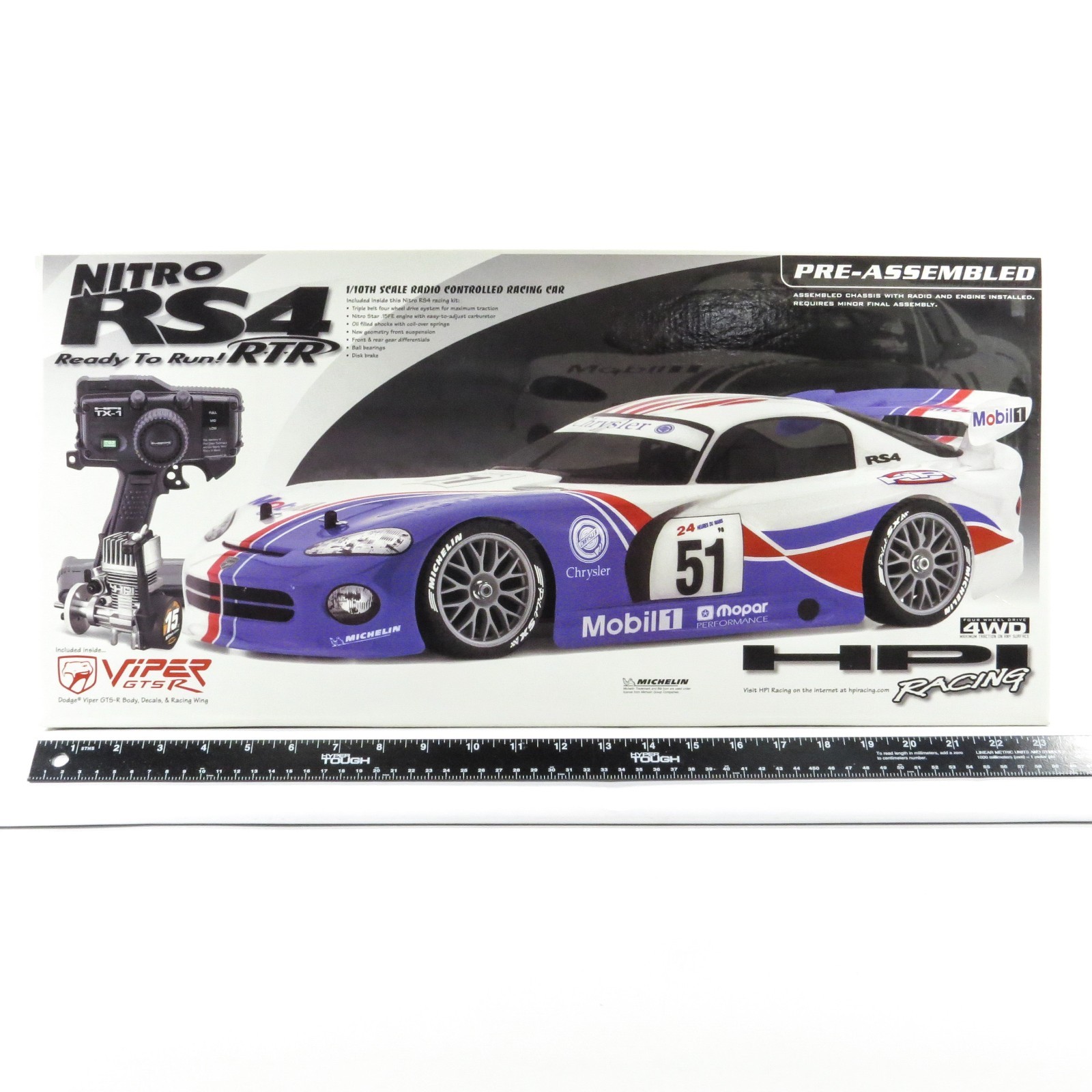 HPI Nitro RS4 Dodge Viper GTSR 1/10 Scale RTR Nitro RC Car 1999 25+ Y/O NEW RARE