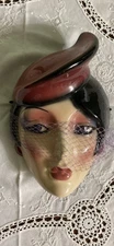 1989 SF Clay Art Hand Painted  Roaring 20’s Flapper Mask