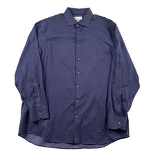 Charles Tyrwhitt Dress Shirt Mens 17.5 36 Navy Non Iron Classic Fit