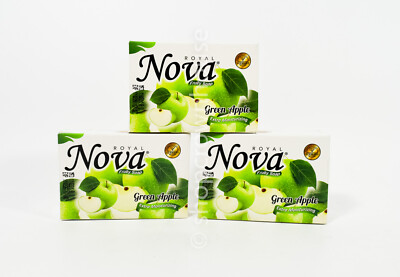 3 bars Royal Nova FRUITY SOAP Green Apple Extra Moisturizing 11/2026 READ