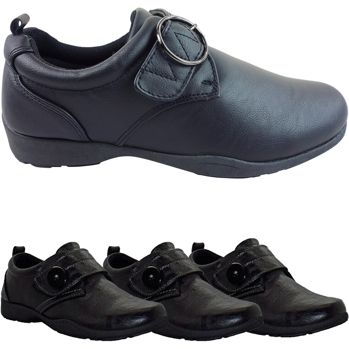 NEW WOMENS LADIES LOW FLAT TOUCH HARD SOLE COMFORT WORK NURSE SHOES SIZE PUMPS