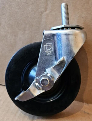 Plastiglide Service Caster Corp 5" x 1-1/4" Locking Swivel Wheel 1/2" x 1-1/2"