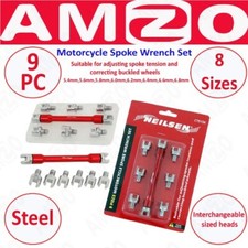 9pc Motorcycle Spoke Wrench Set Adjusts Tension Corrects Buckled Wheels