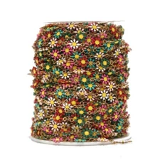 1meter Colorful Stainless Steel Enamel Daisy Flower Chain Handmade Jewelry Chain