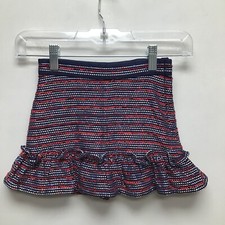 Janie And Jack Girls Blue Red Stripe Tweed Ruffled Hem Mini Skirt Lined Sz 3 NEW