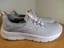 Skechers Womens Size 8.5 Go Walk Flex 124956 Gray Casual Slip on Shoes FAST SHIP