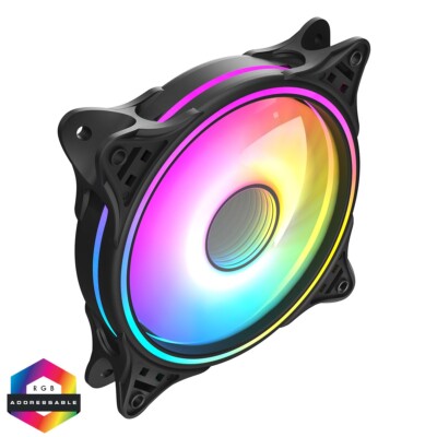 CiT Tornado 120mm Infinity PC Lüfter ARGB 4-Pin PWM Dual-Ring LED Aktiv