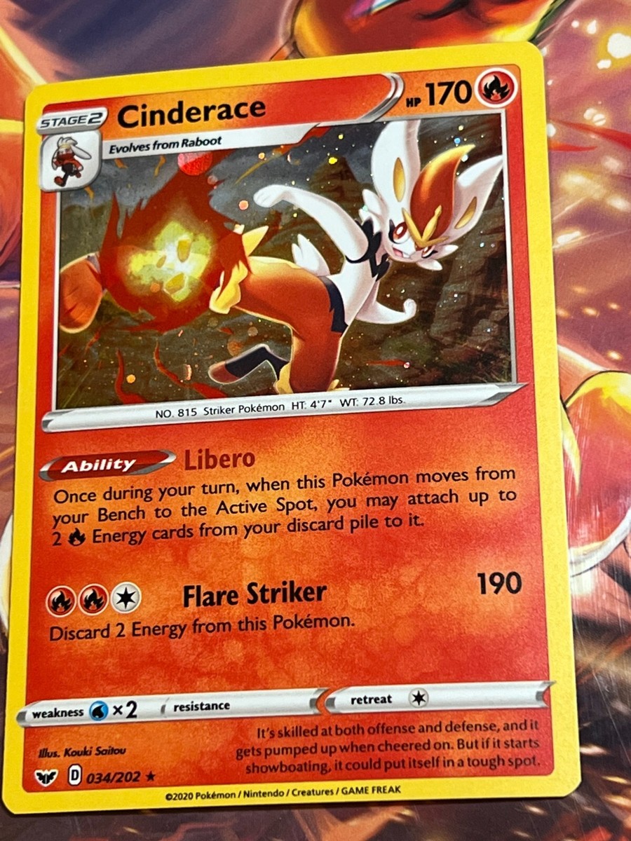 Pokemon Card TCG - Cinderace - 034/202 - Sword & Shield - Cosmo
