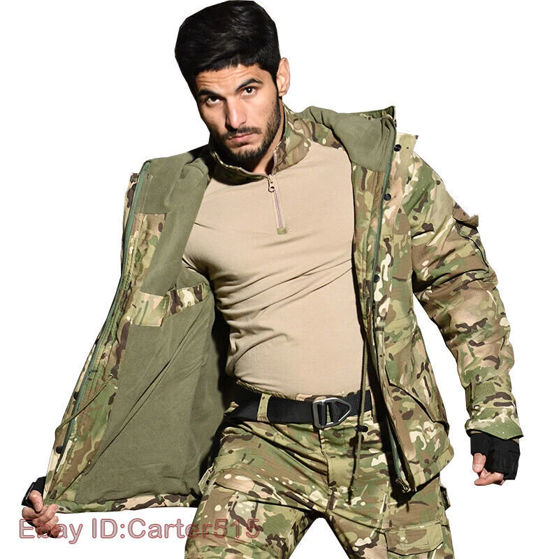 Army Jacket+Pants+Shirts Men Military Hooded Coat Windbreaker Tactical Uniform