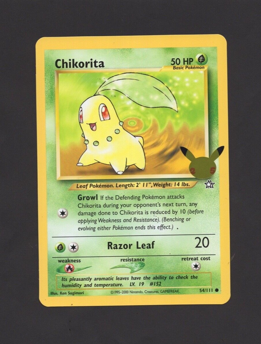 Chikorita 54/111 Pokemon Jumbo Card 25th Anniversary Promo | eBay