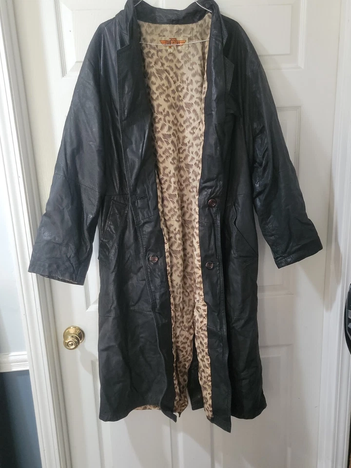 CHAQUETA GABARDINA LARGA DE CUERO VINTAGE PARA MUJER TALLA S Pequeña THE FLIGHT CLUB (#276) Foto 4 de 4