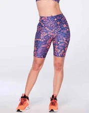 Zumba Fun + Sunshine High Waisted Biker Shorts - Purple Pop ~ XS  S  M  L  XL