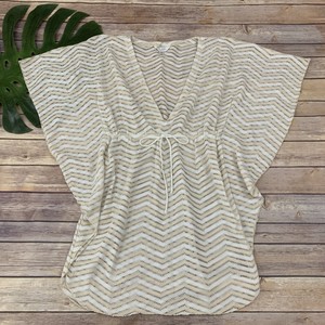 Elan Beach Womens Swim Cover Up Dress Size M Cream White Stripes Dolman Sleeve | eBay