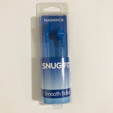 Magnavox Earphones Snug Fit Smooth Bass Blue Ear Buds