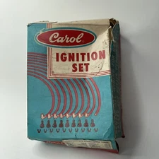 Vtg Carol Spark Plug Wire Cable Set For 40s & 50s vehicles Advertising Box Wear