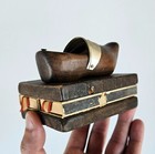Antique Carved Wooden Clog Match Holder — photo 3