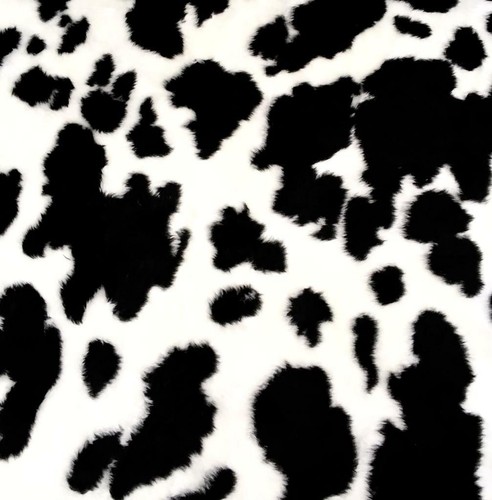 Black Fresian Cow Print Fluffy Faux Fur Fabric 150cm wide sold by metre/yard - Picture 2 of 3