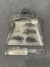 Vtg Japanese Silver Plated Silent Butler Crumb Catcher Washington DC Souvenir