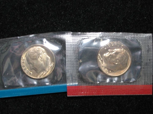 1976 P & D BRILLIANT UNCIRCULATED * ROOSEVELT DIMES * ORIGINAL MINT CELLO