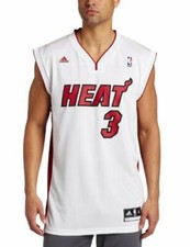 adidas Men's Miami Heat Dwayne Wade 3 V-Neck Jersey, White