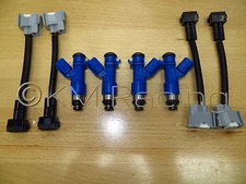 4x New Acura RDX 410cc Denso Fuel Injectors w/Plug & Play Adapters for Honda