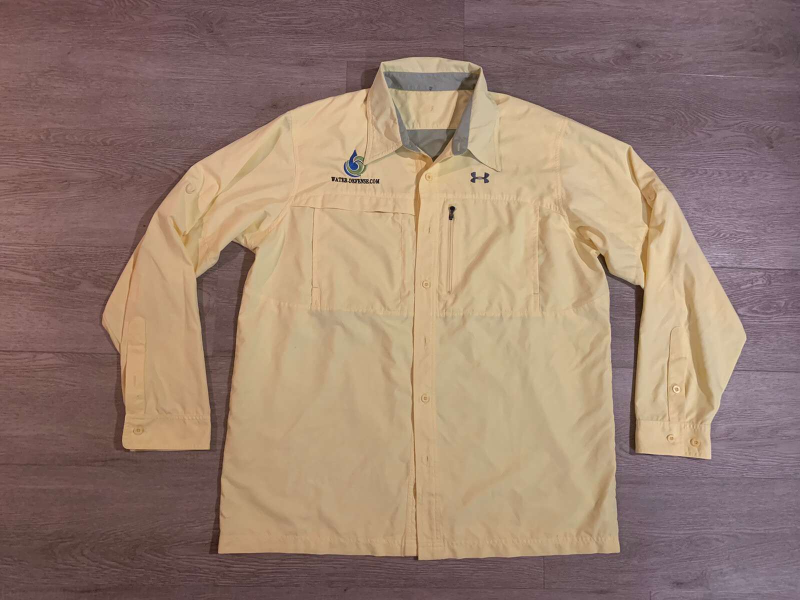 Under Armour Button Down Shirt Mens 3XL Yellow Long Sleeve Logo