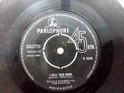 Billy J Kramer With The Dakotas R 5049 Parlophone Rare Single 45 Gt Britain VG+