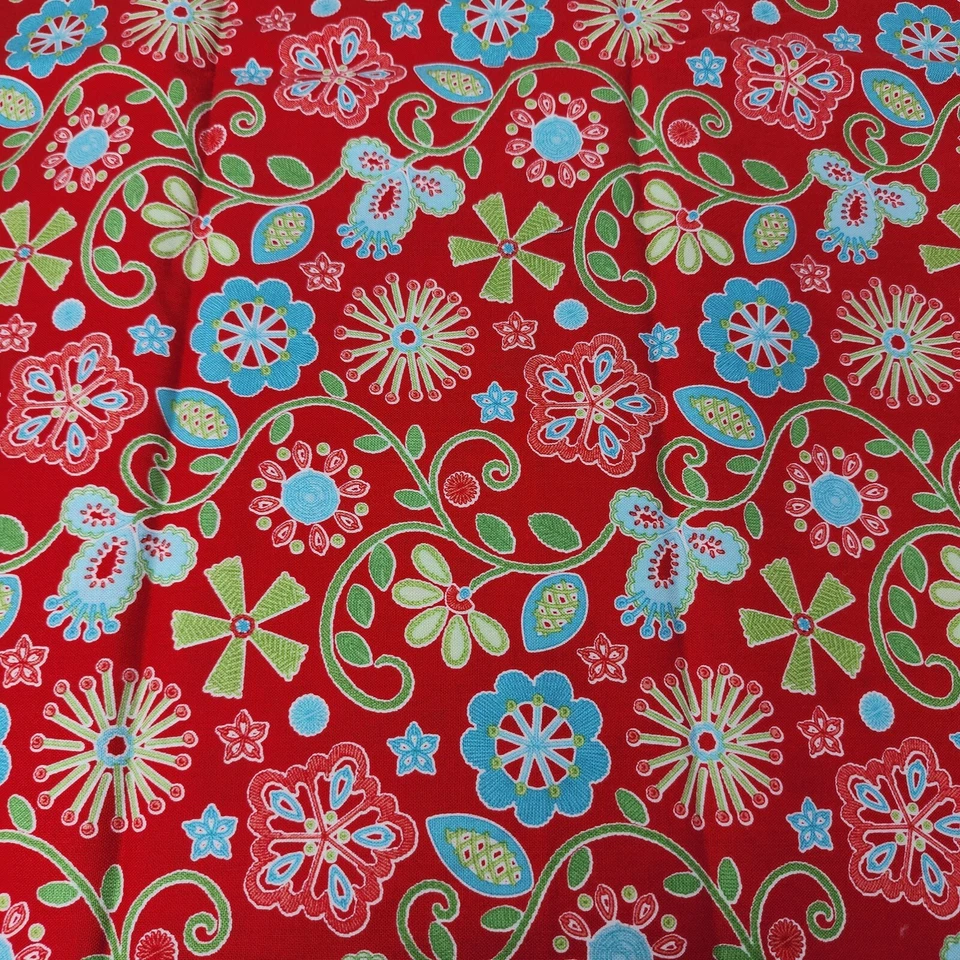 Benartex Sewing Room Amanda Murphy Floral Red Cotton Fabric 27" P3403 - Image 3 of 4