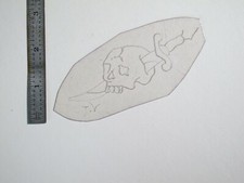 vtg 1960s 70s Tattoo Flash acetate stencil Sword Through Skull signed KN1