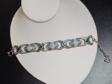 Vtg Signed MIRACLE Celtic Scottish Costume Jewelry Glass Rhinestone Bracelet