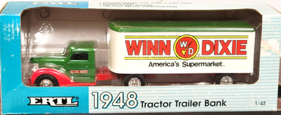 #ad ERTL Collectibles WINN DIXIE 1948 Tractor Trailer Bank 1 43 Scale New $19.98