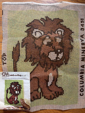 Vintage Columbia Minerva Latch Hook Rug Canvas ONLY Leo Lion 20" x 27"