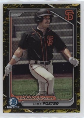 2024 Bowman Chrome Prospects Yellow Lunar Refractor 18/75 Cole Foster 0x4t