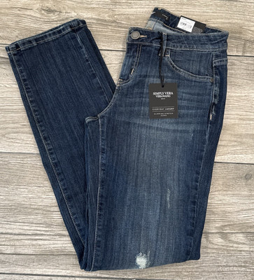 2018 Simply Vera WANG Straight Leg Jeans Denim Blue Indi Amour Jean Size 2S