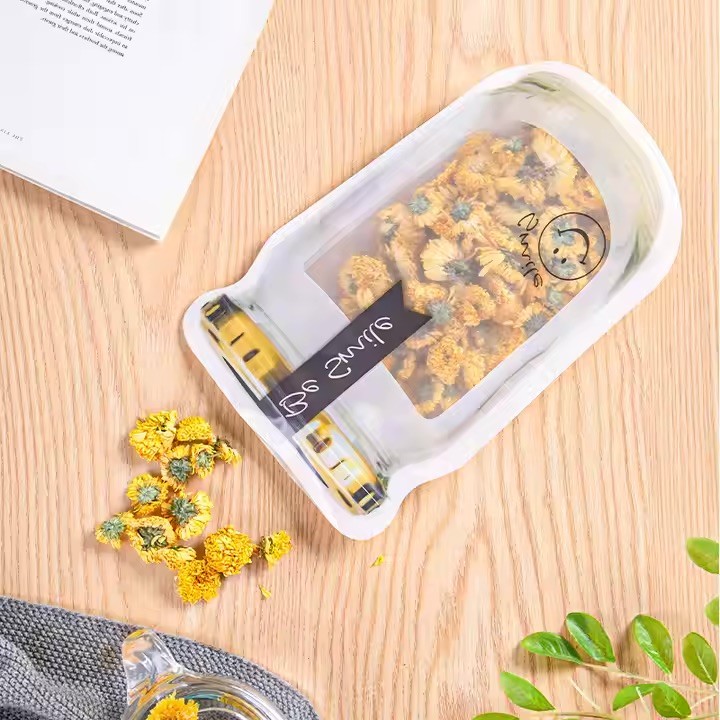 BE SMILE Style Reusable Storage Bags, 18Pk, Leakproof Stand-Up Design, BPA-Free