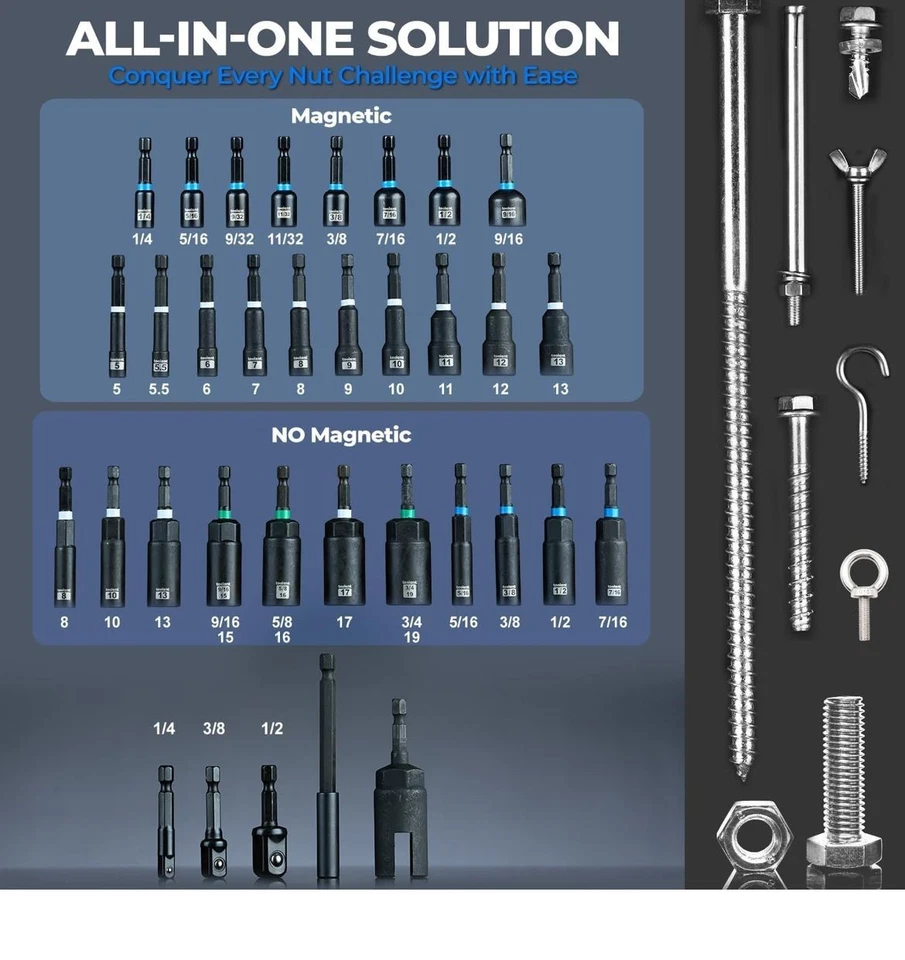 TOOLANT Nut driver bit set - 34 pcs NEW - Image 2 of 3