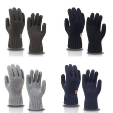 Thermal Winter Gloves With Fleece Lined, 4 Pairs Touchscreen Knitted Gloves f...