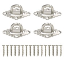 4 PCS 304 Stainless Steel Pad Eye Plate Hooks With Screws Marine Hardware M8