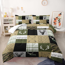 King Size Hunting Camo Comforter Set for Kids - Arrows  Deers Decor