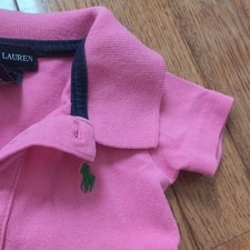 Ralph Lauren Pink Logo Collared Polo Romper One-Piece Short Sleeve 3-6M