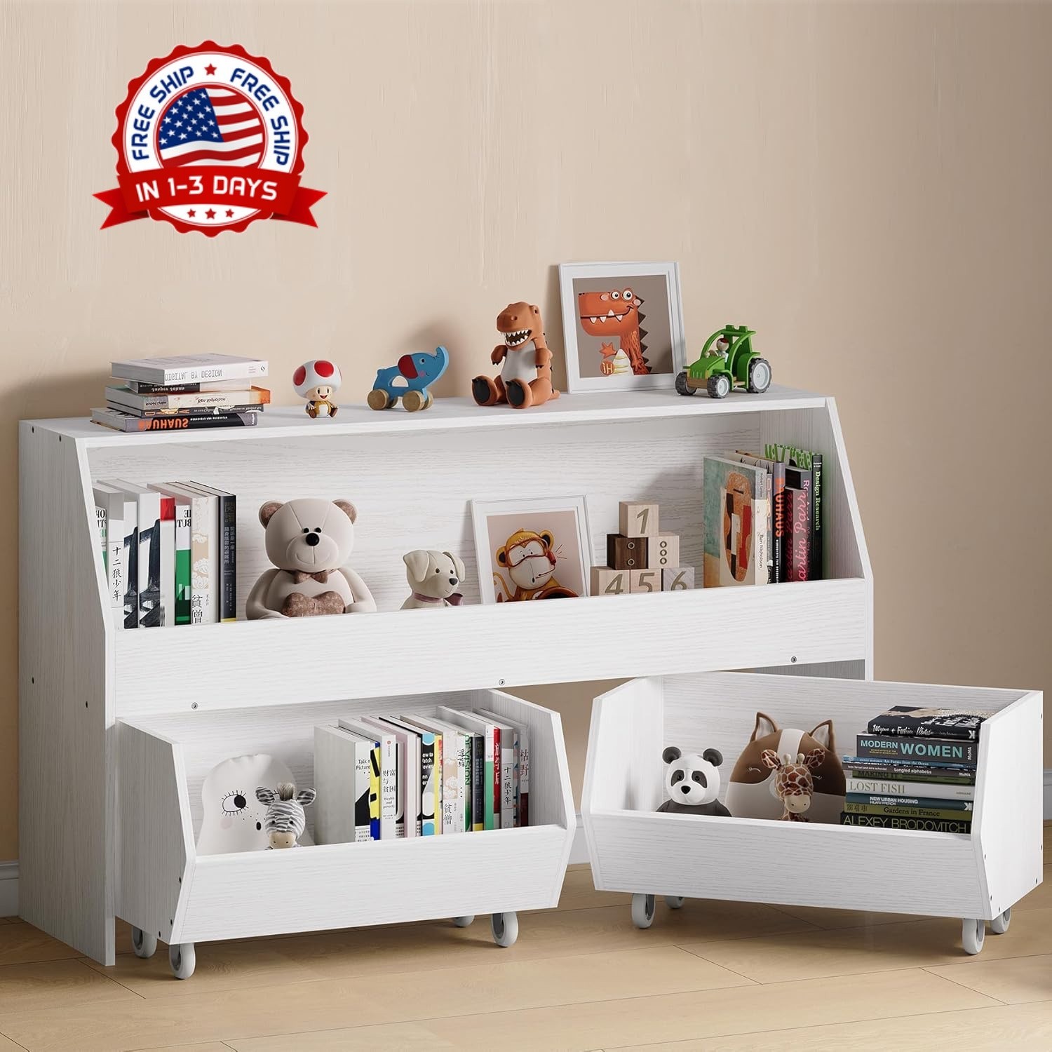 Organizador de almacenamiento de juguetes con estantería,