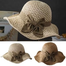 Floppy Foldable Ladies Women Straw Beach Sun Hat Summer Travel Wide Brim Cap