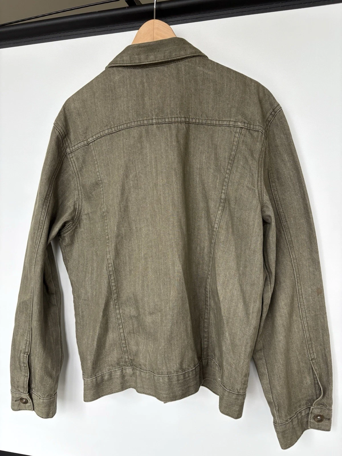 Agile Men's XL Maroon Denim Jacket Casual Button-Up Green image 7