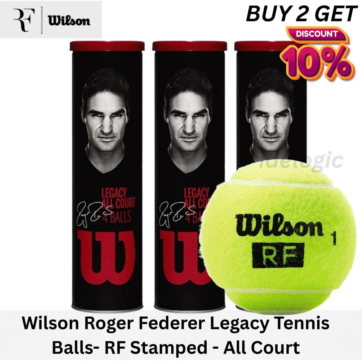 WILSON FEDERER BALL 5缶 WILSON RF Legacy Tennis Ball (12 balls) 4 Ball Per Can RF Stamped