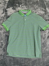 Tommy Hilfiger Mens Custom Fit Green  Blue Striped Polo Shirt XL Short Sleeve