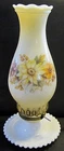 Glass Table Lamp  Hurricane Shade Vintage Electric  Milk Glass Hobnail Base